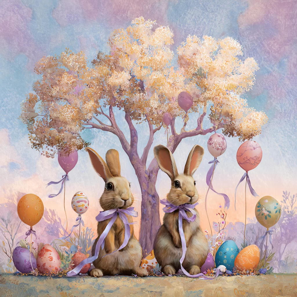 Easter Rabbits Pastel Eggs Spring 215