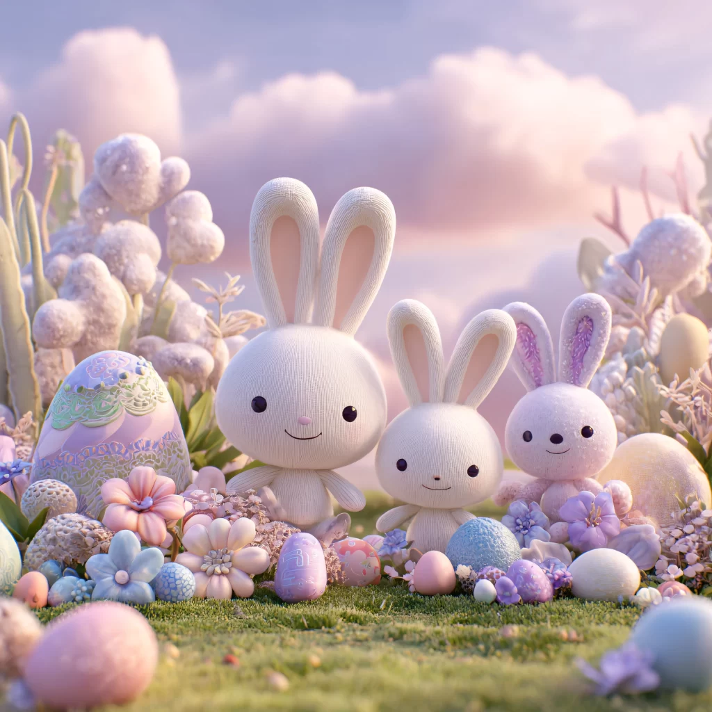Easter Rabbits Pastel Eggs Spring 281