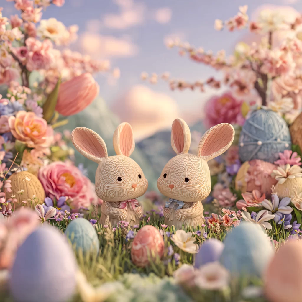 Easter Rabbits Pastel Eggs Spring 283