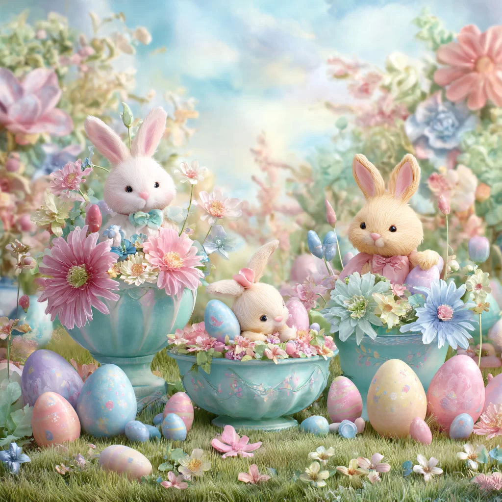 Easter Rabbits Pastel Eggs Spring 284