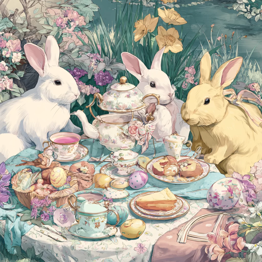 Easter Rabbits Pastel Eggs Spring 286