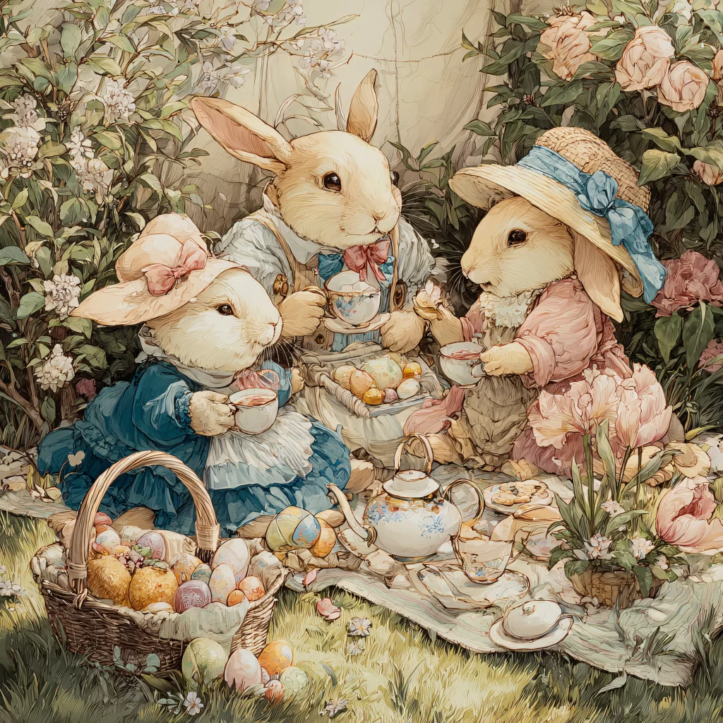 Easter Rabbits Pastel Eggs Spring 287