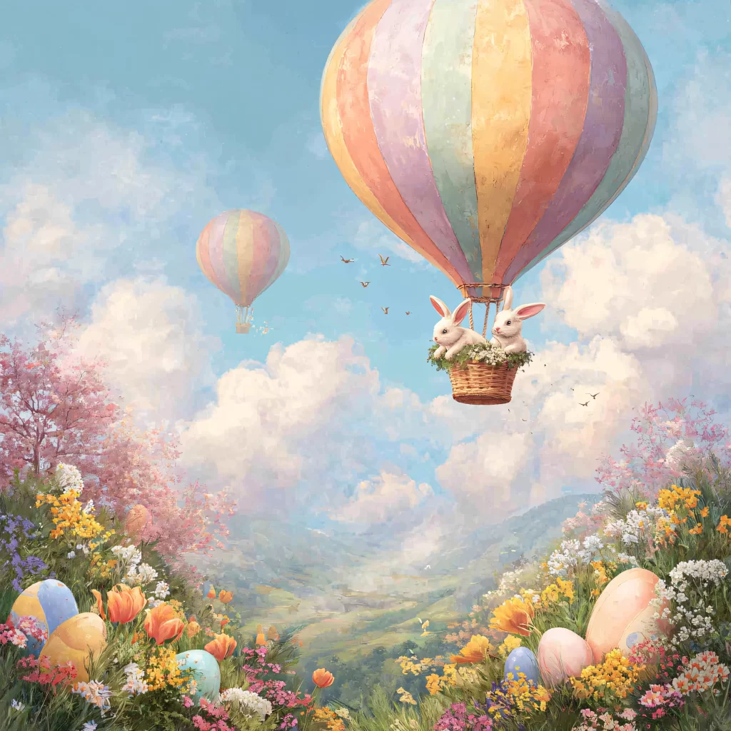 Easter Rabbits Pastel Eggs Spring 318