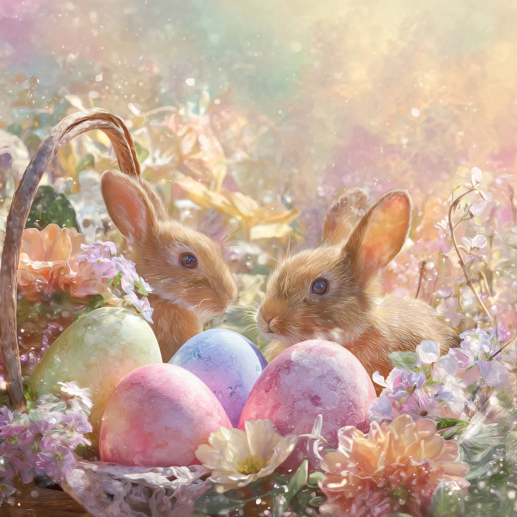 Easter Rabbits Pastel Eggs Spring 416