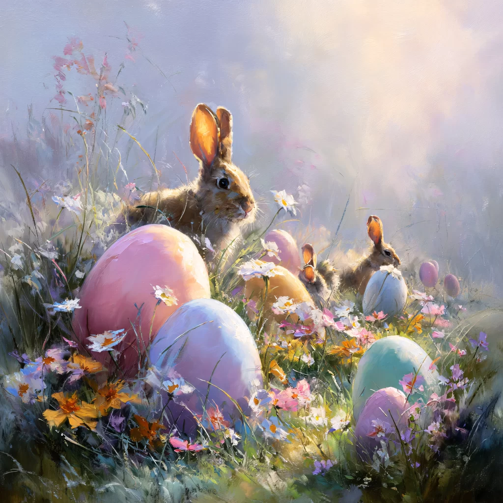 Easter Rabbits Pastel Eggs Spring 426