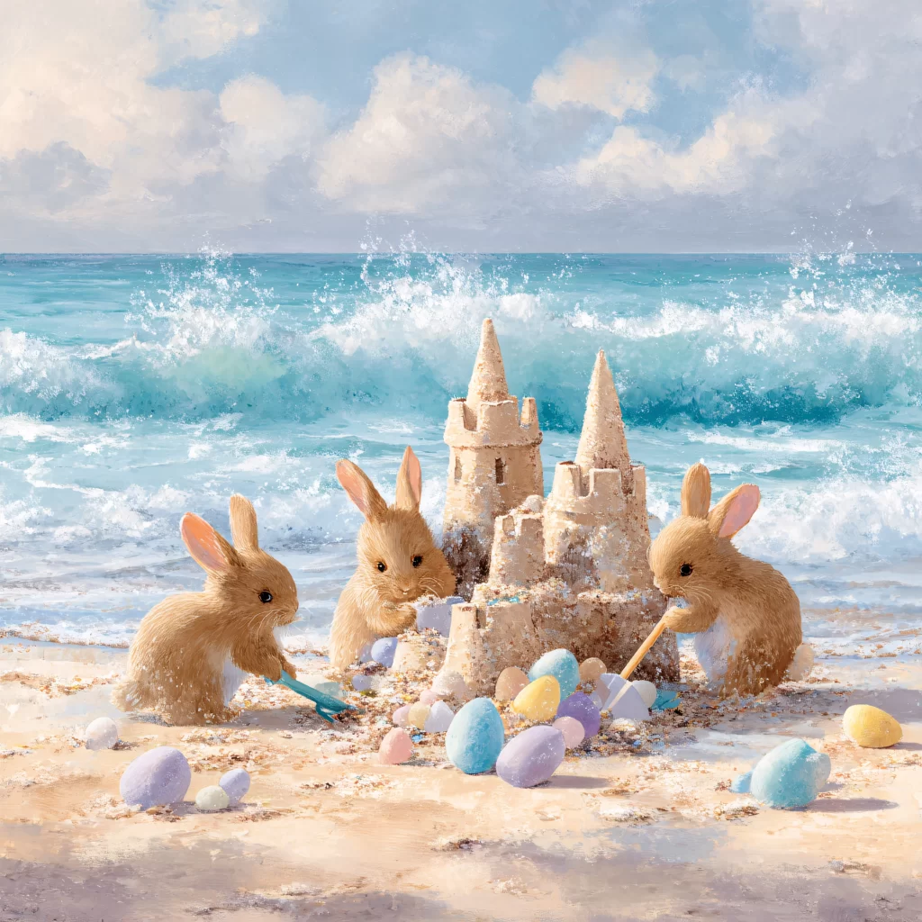 Easter Rabbits Pastel Eggs Spring 481