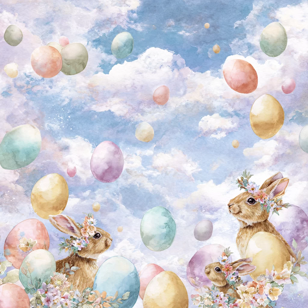 Easter Rabbits Pastel Eggs Spring 536