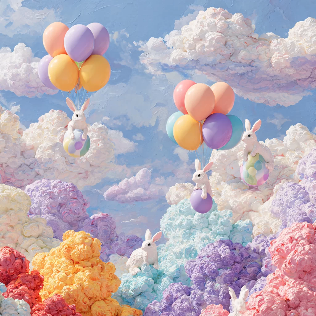 Easter Rabbits Pastel Eggs Spring 538