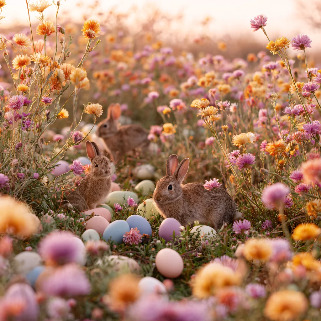Easter Rabbits Pastel Eggs Spring 574