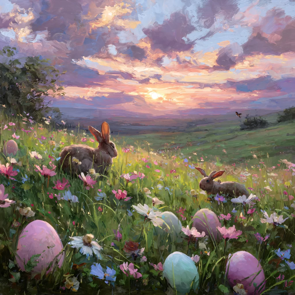 Easter Rabbits Pastel Eggs Spring 576