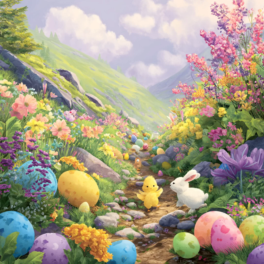Easter Rabbits Yellow Chicks Eggs