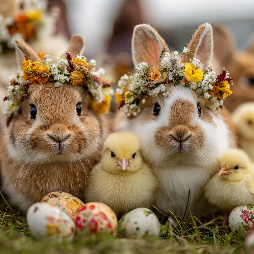Easter Rabbits Yellow Eggs Spring 247