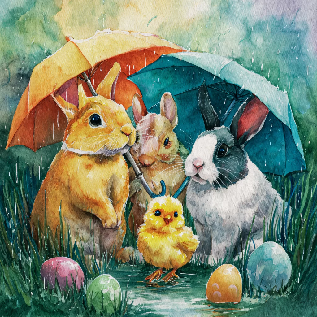Easter Rabbits Yellow Eggs Spring 551