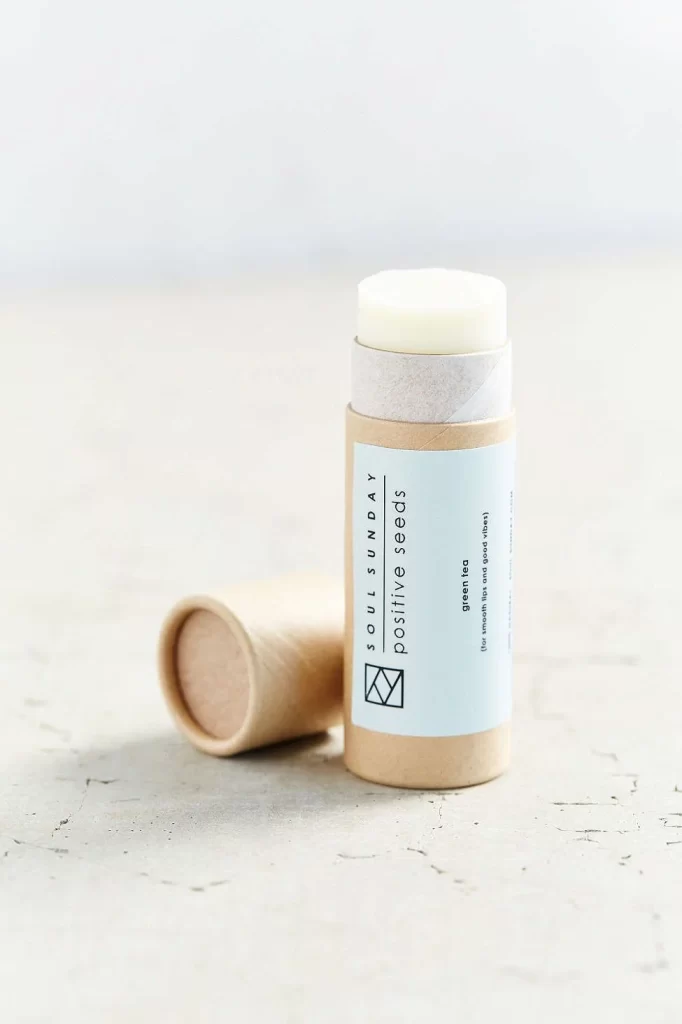 Eco-friendly Lip Balm Wooden Tube Green Tea Skincare