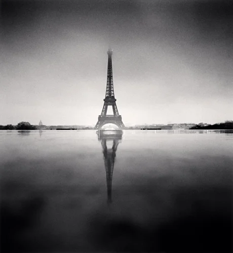 Eiffel Tower Reflection Minimalist High Contrast Mysterious Cityscape