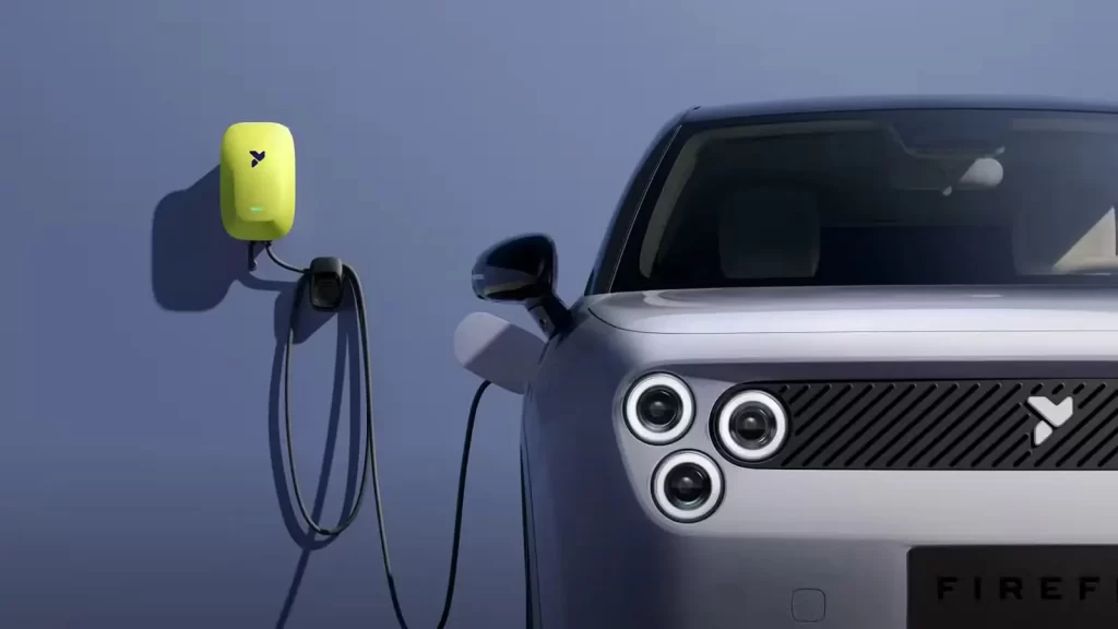 Electric Car Charging Station Yellow Blue