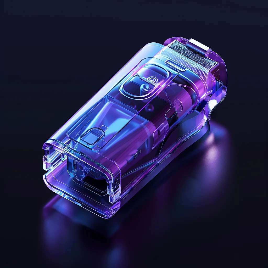 electric shaver 3D blue transparent structure