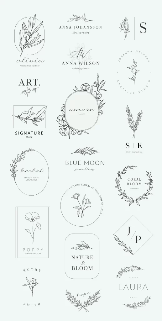 Elegant Botanical Logo Monogram Floral