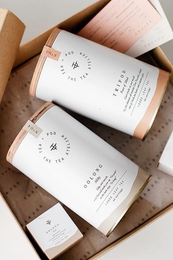Elegant Tea Pod Box White Cylinder Natural