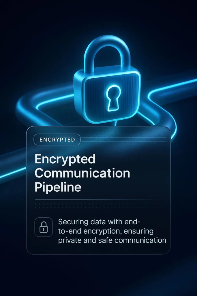 Encrypted Communication Pipeline Lock Blue Digital