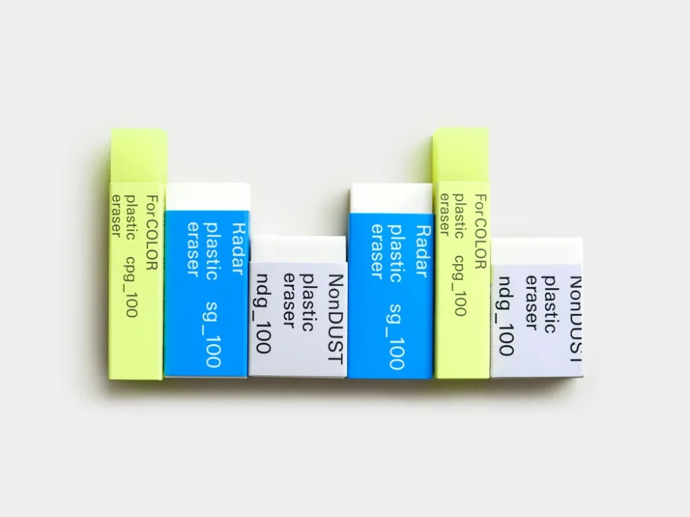 Eraser Plastic Packaging Yellow Blue White