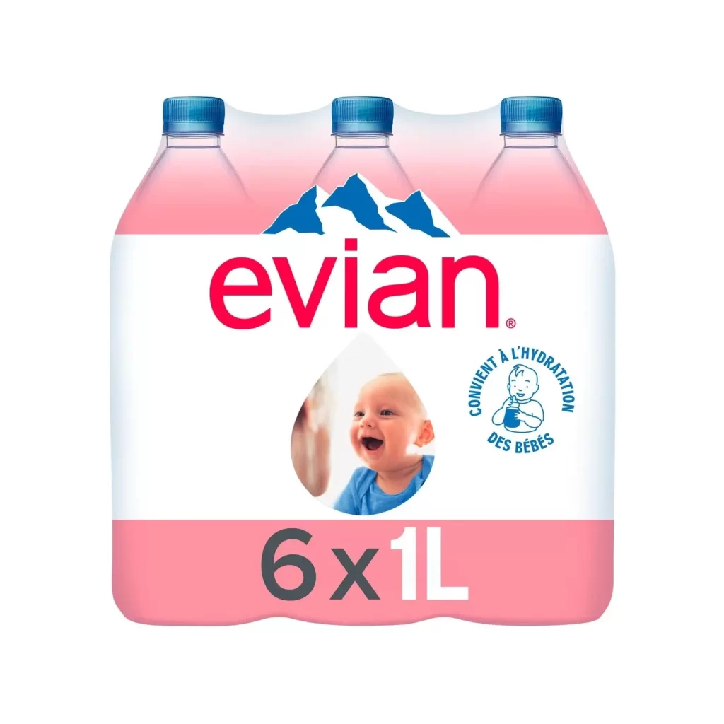 Evian Baby Water Pink Blue White