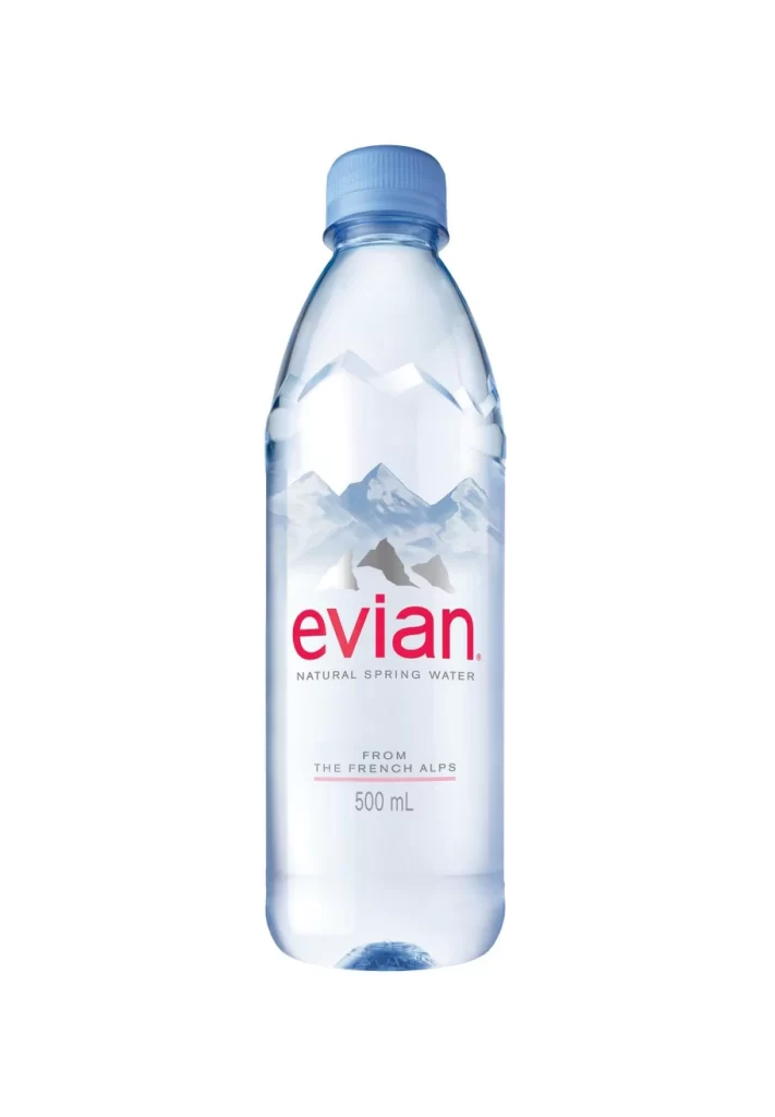 Evian Bottle Clear Blue Mountain Spring