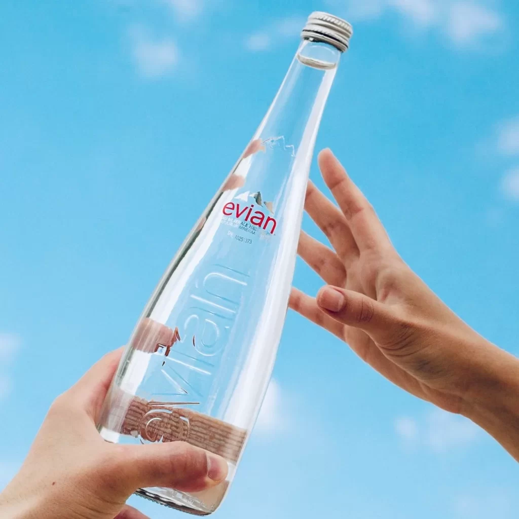 Evian Bottle Clear Blue Sky