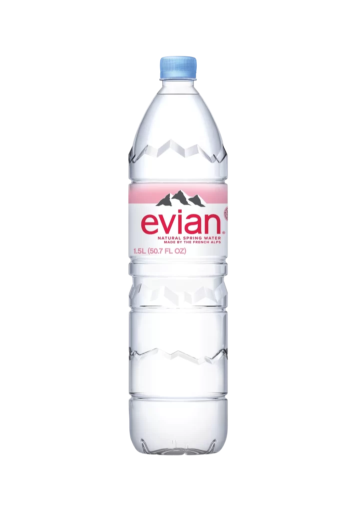 Evian Bottle Clear Pink White