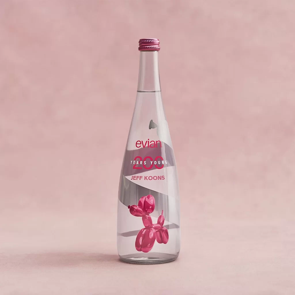Evian Bottle Pink Red Artistic