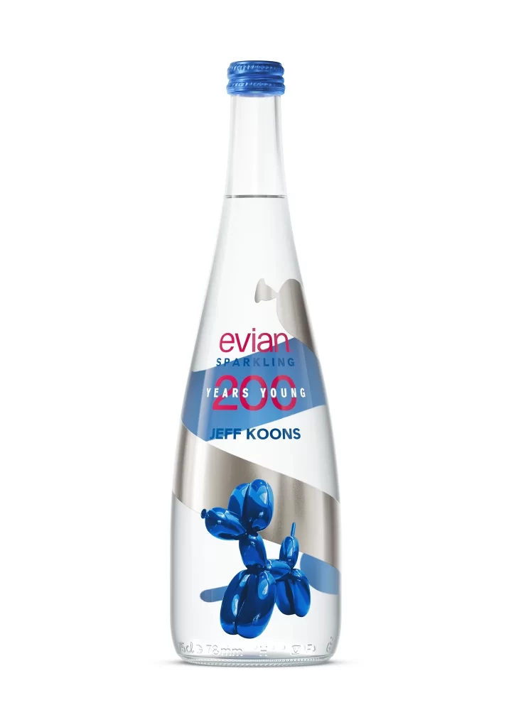 Evian Bottle Sparkling Water Blue Red