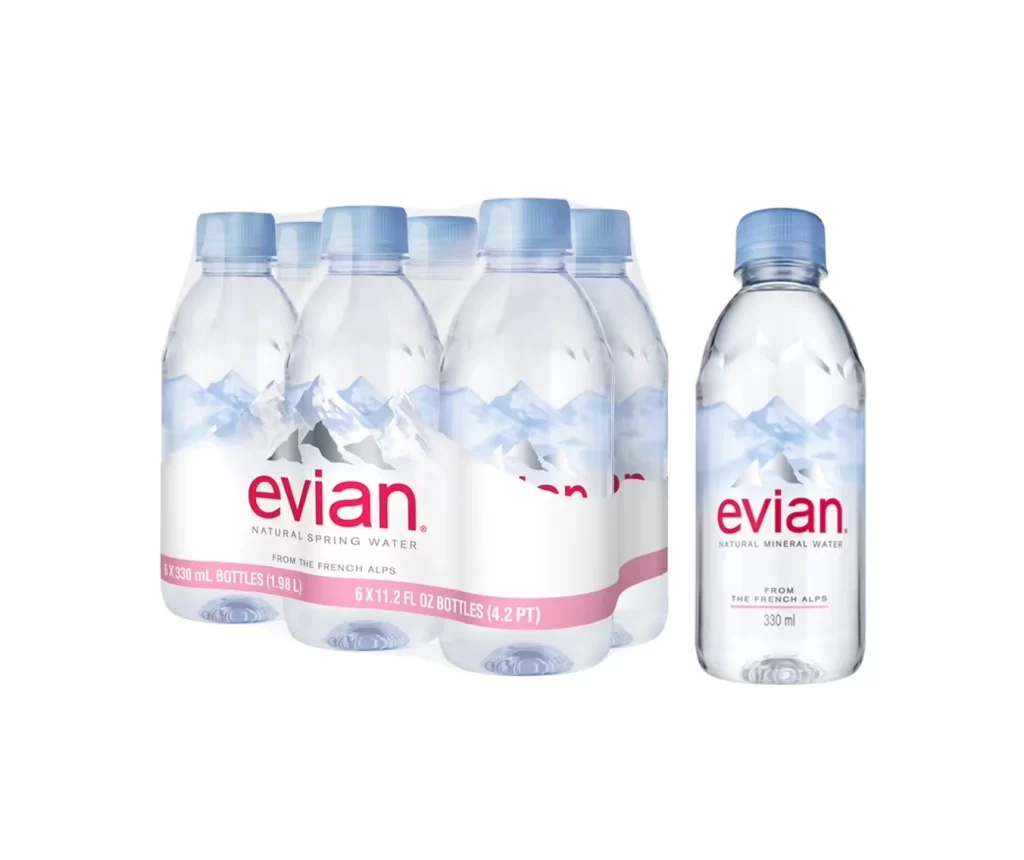 Evian Bottled Water Clear Blue White
