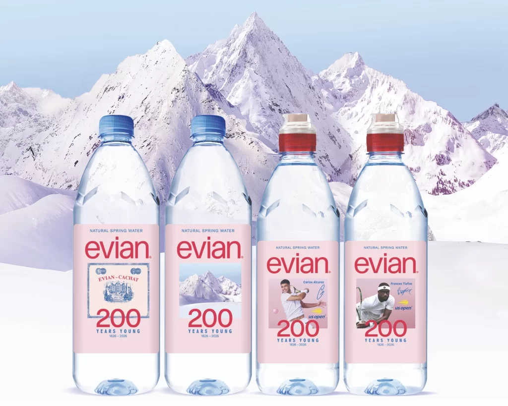 Evian Bottles Pink Blue Mountains Celebration