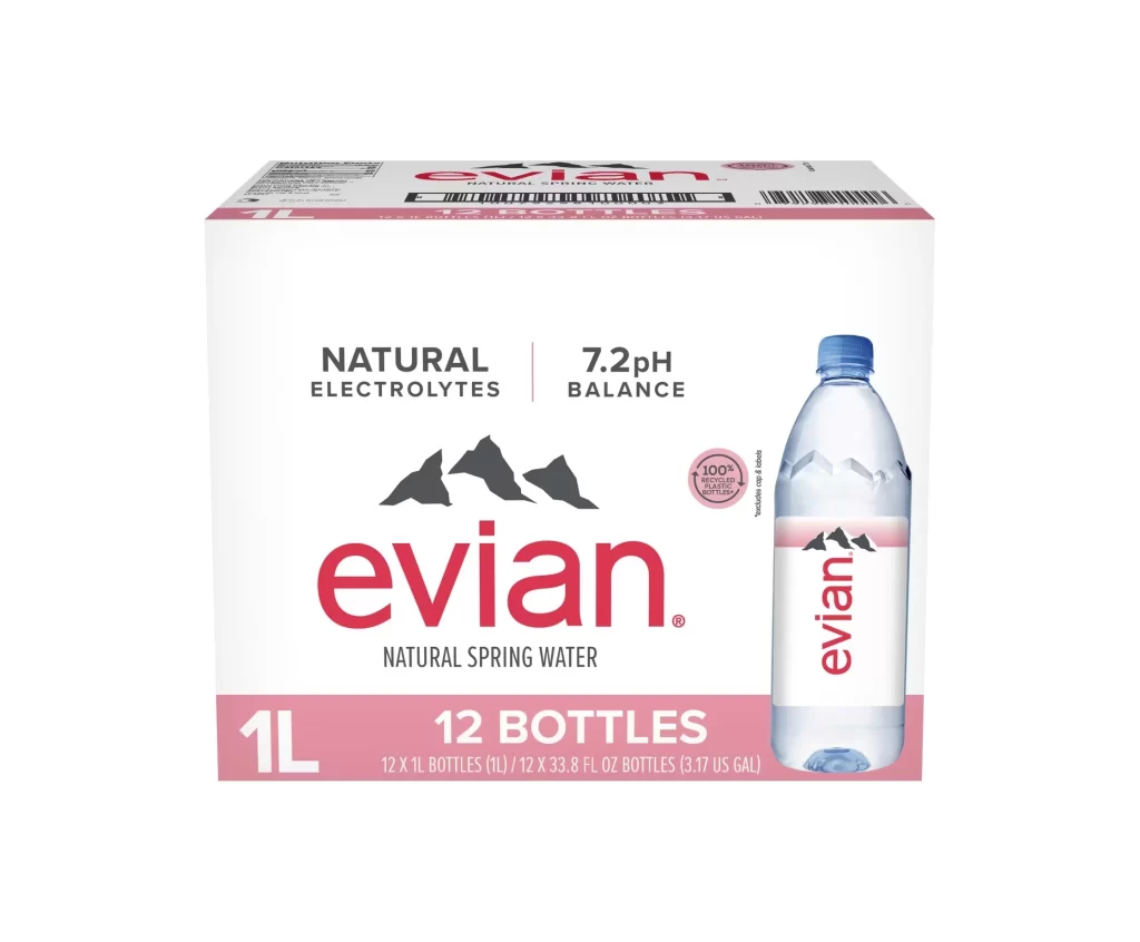Evian Natural Spring Water White Red
