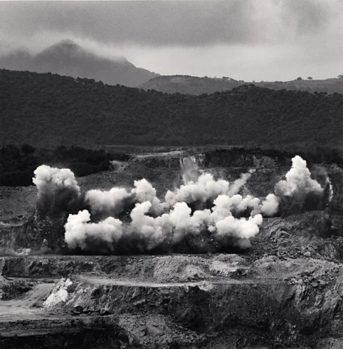 Explosion Dusty Landscape High Contrast Dramatic Mysterious