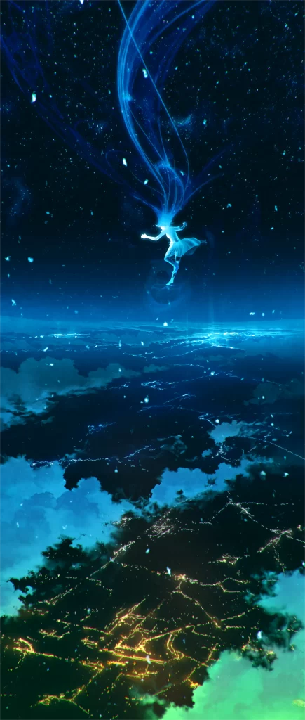 Fantasy Artwork Blue Black White Starry