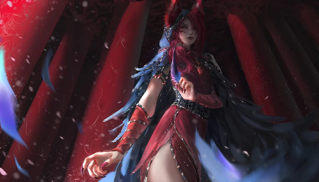 Fantasy Character Red Blue Gothic Enigmatic