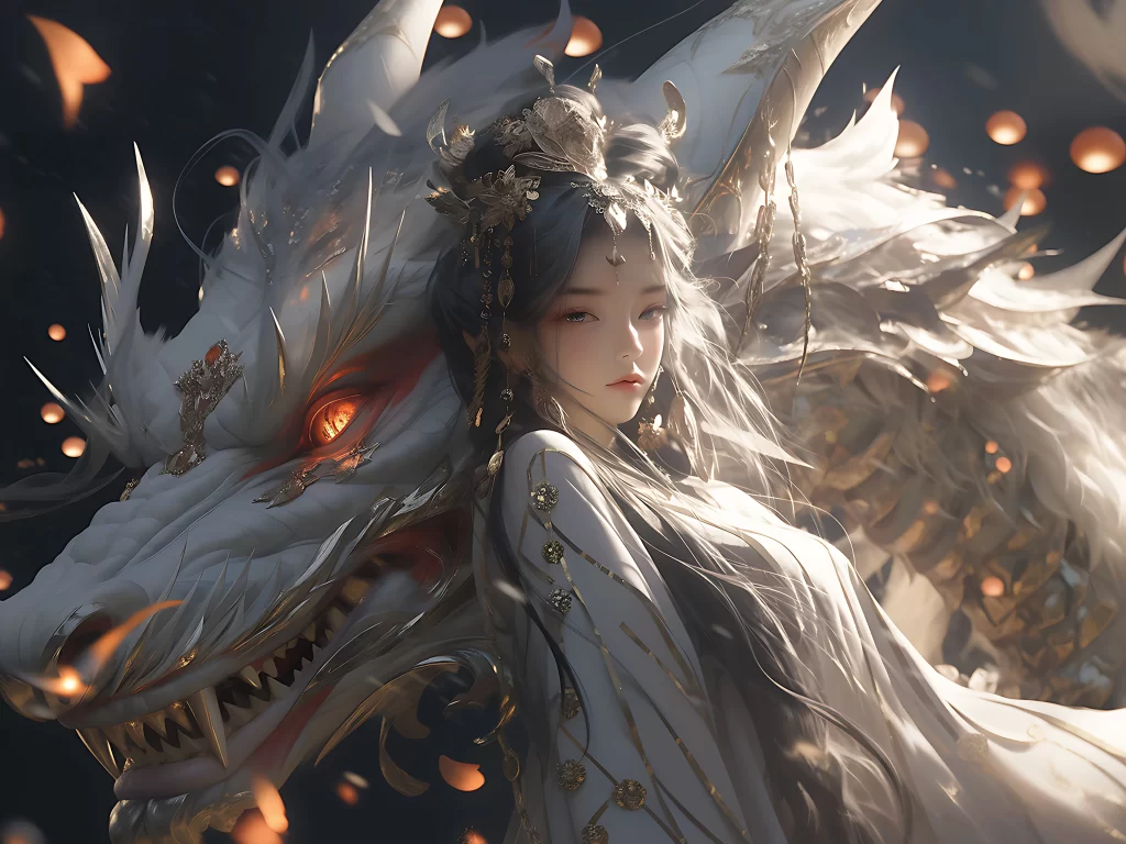 Fantasy Character White And Gold Traditional