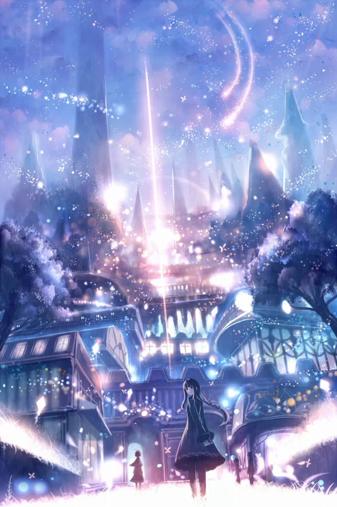 Fantasy Landscape Blue Purple Pink Glowing