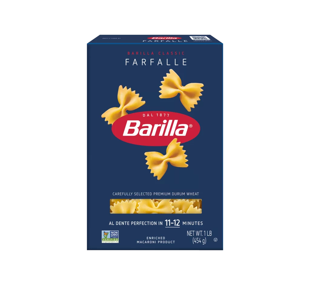 Farfalle Pasta Blue Yellow Red Classic
