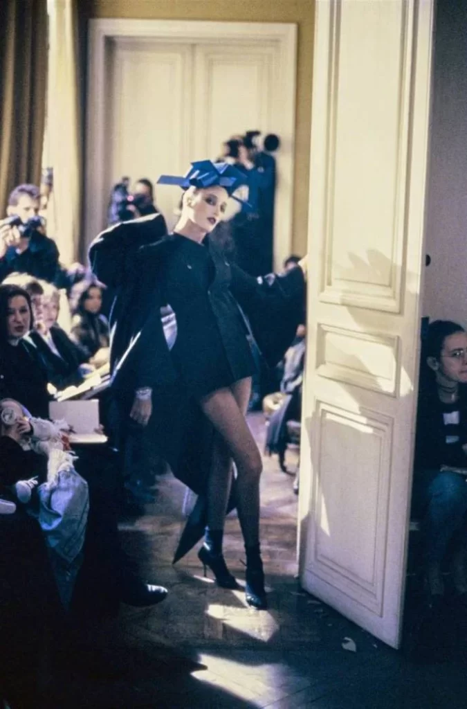 Fashion show avant-garde dramatic blue