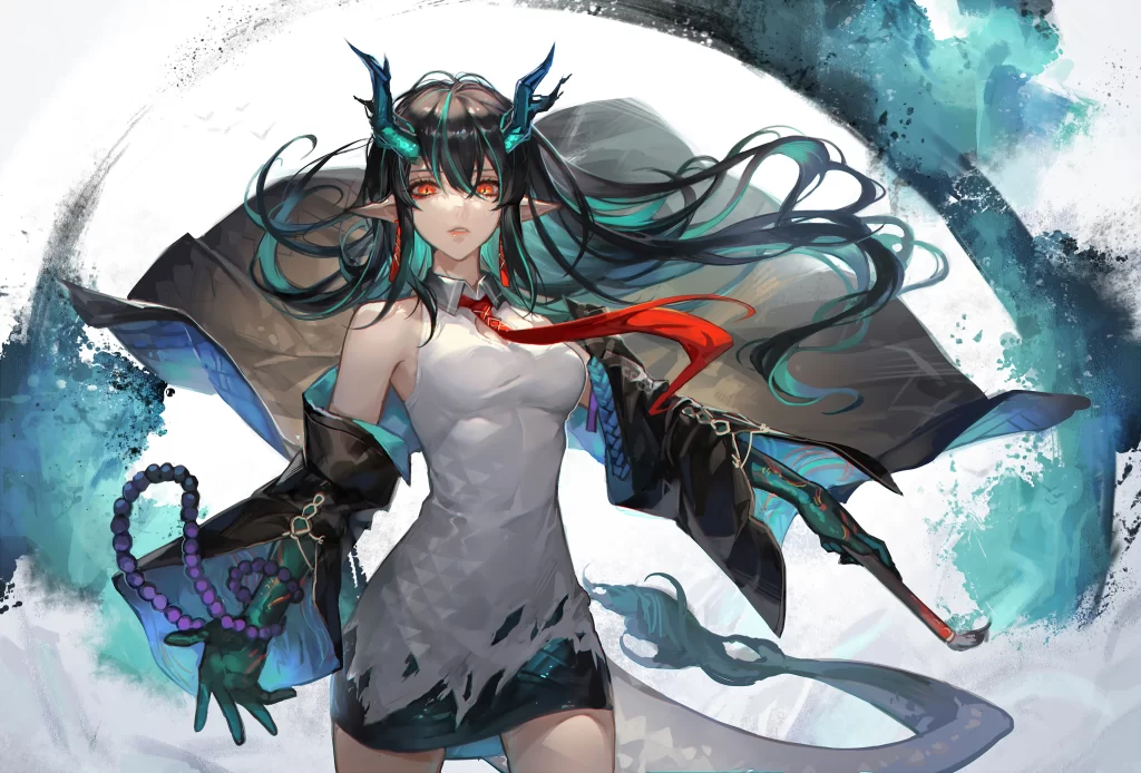 Female Character Blue Black White Fantasy