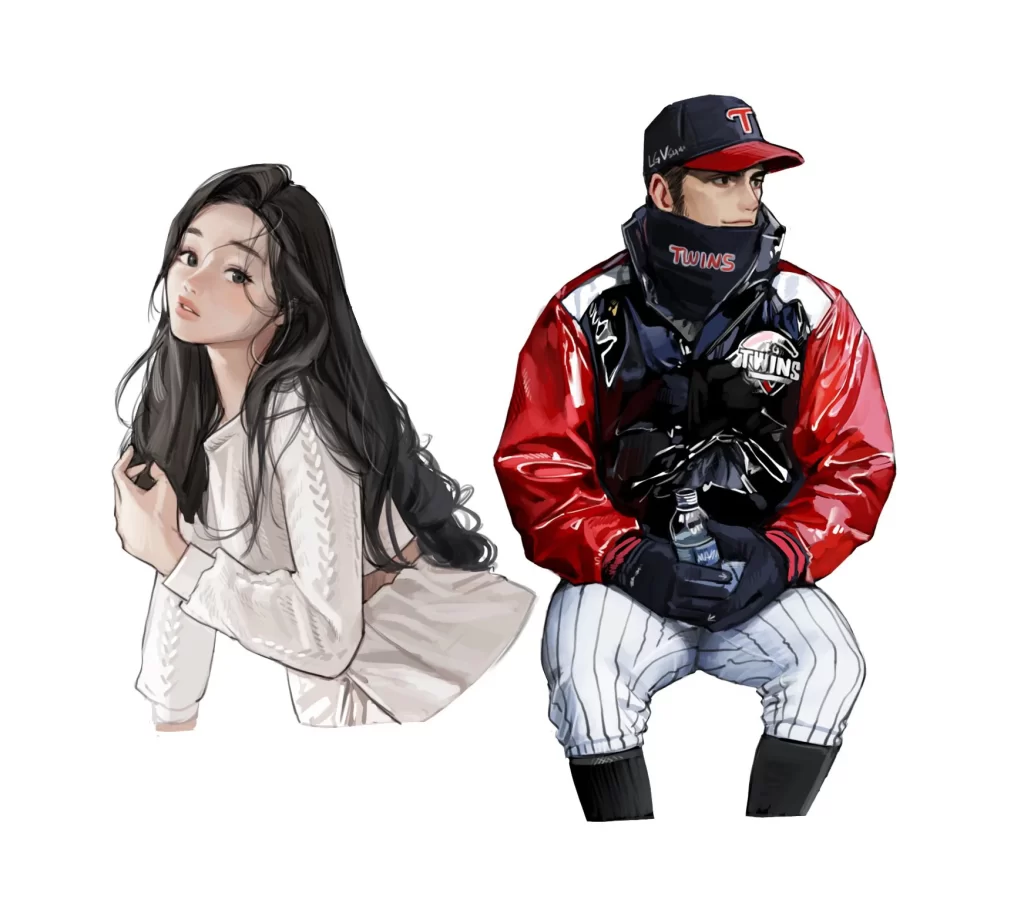 Female White Red Jacket Baseball Player