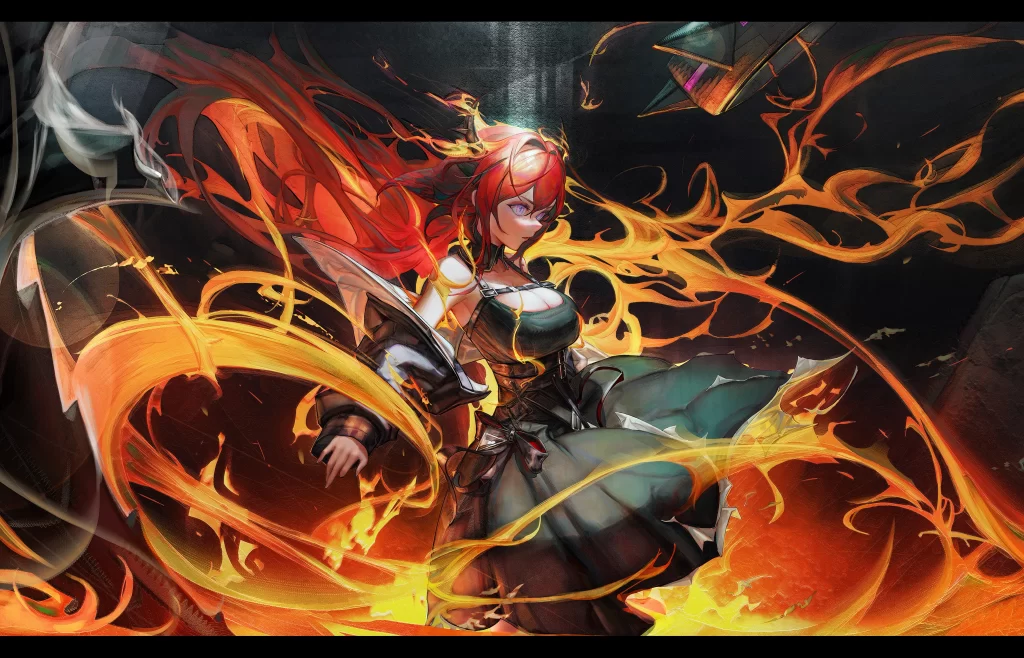Fire Red Hair Fantasy Dark Dynamic