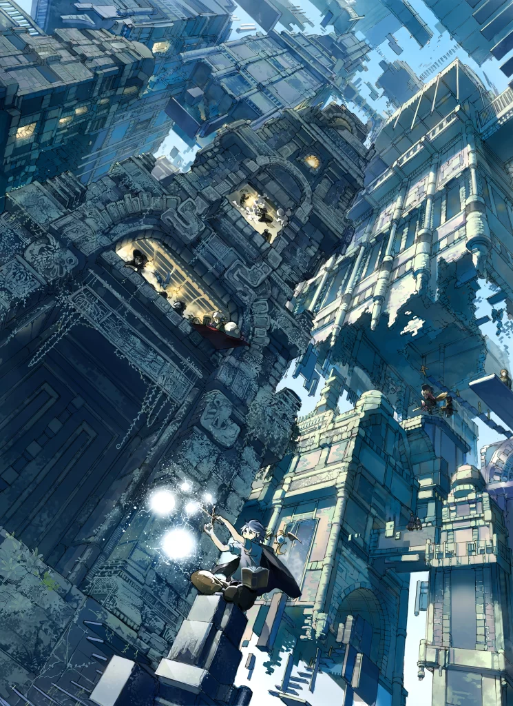 Floating City Blue White Magic Tower