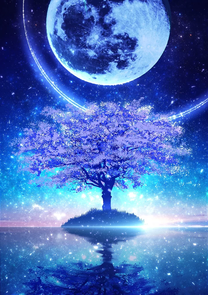 Floating Island Moon Tree Blue Purple