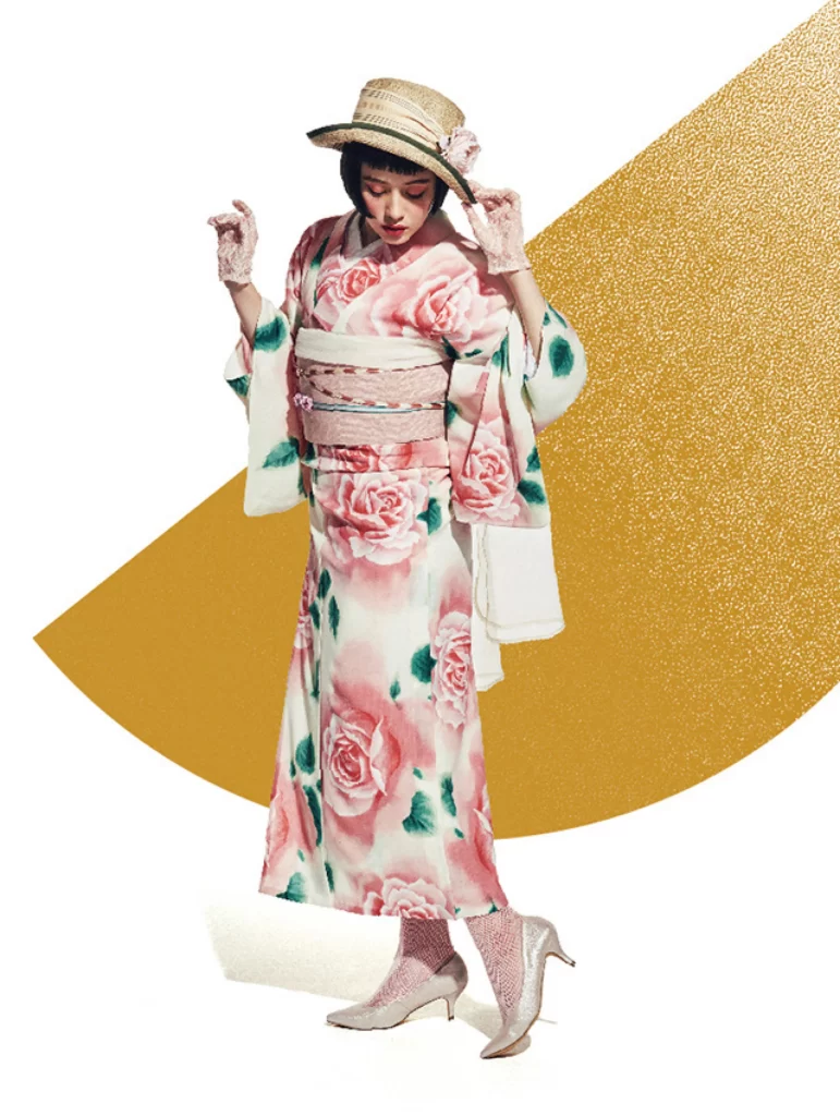 Floral Kimono Straw Hat Gloves