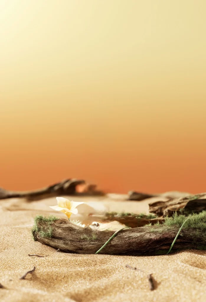 Flower Sand Driftwood Yellow Orange
