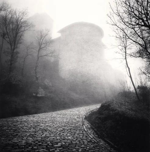 Foggy Castle Pathway Dramatic Atmospheric Mysterious