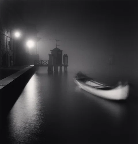 Foggy Harbor Boat Dramatic Atmospheric Seascape